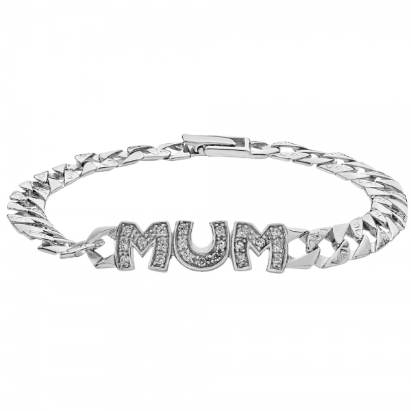 silver cast bracelet for mum 9G Cubic Zirconia | silver mum bracelet